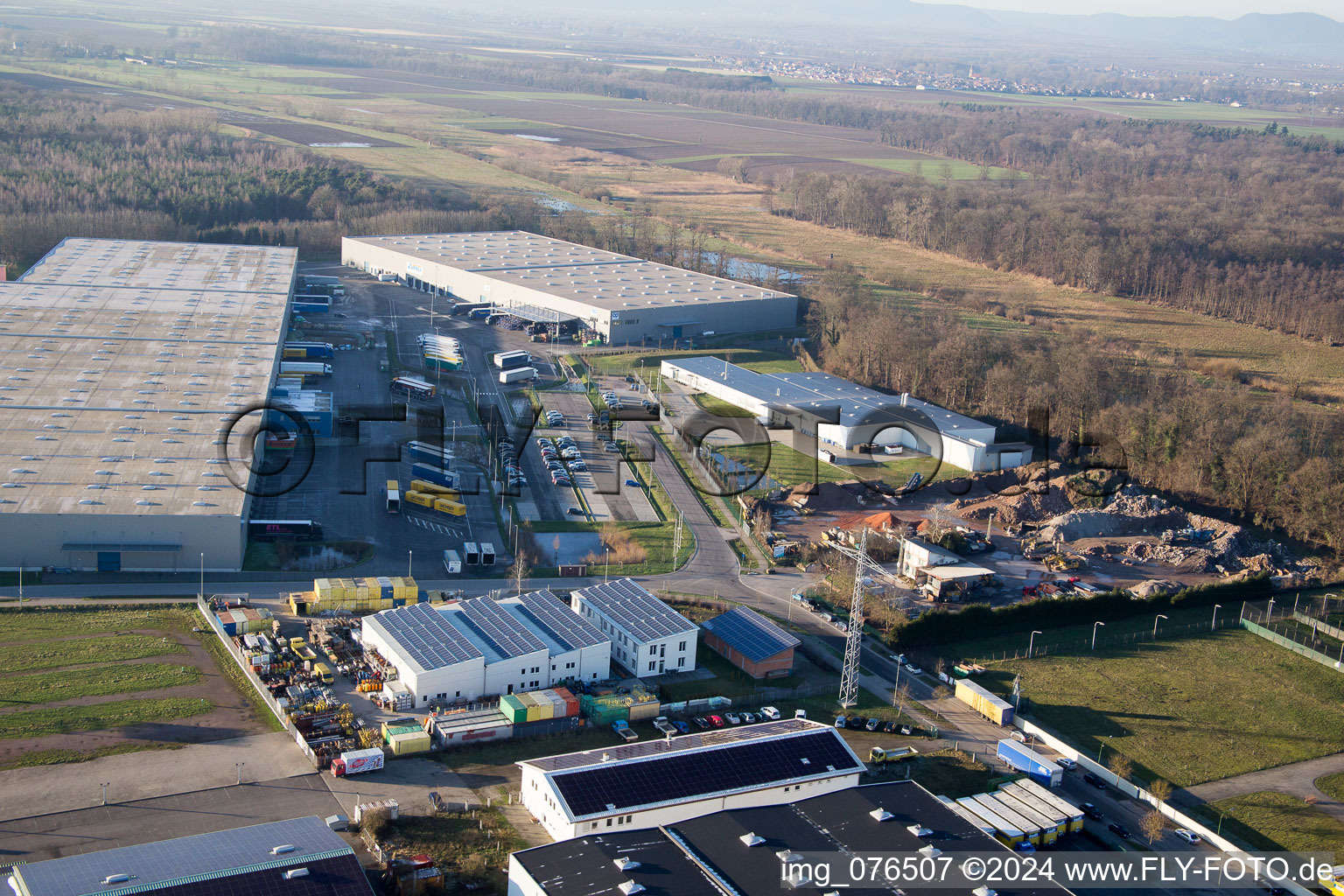 Vue aérienne de Zone industrielle Horst, Alfa Aesar GmbH à le quartier Minderslachen in Kandel dans le département Rhénanie-Palatinat, Allemagne