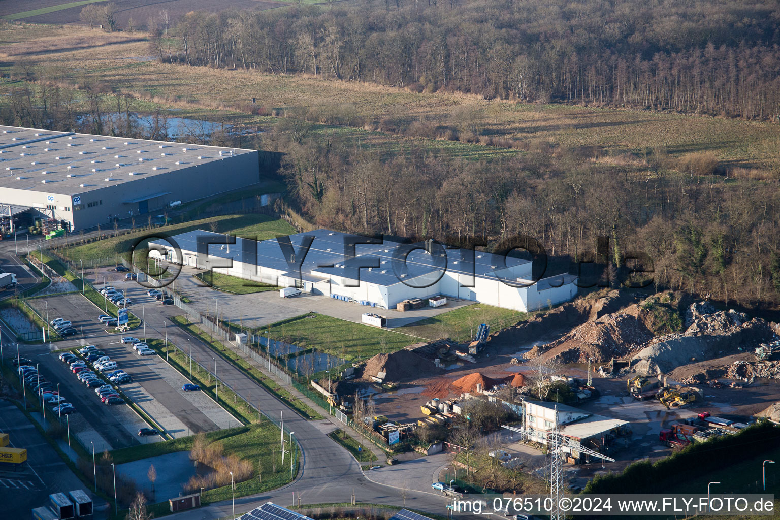 Zone industrielle Horst, Alfa Aesar GmbH à le quartier Minderslachen in Kandel dans le département Rhénanie-Palatinat, Allemagne d'en haut