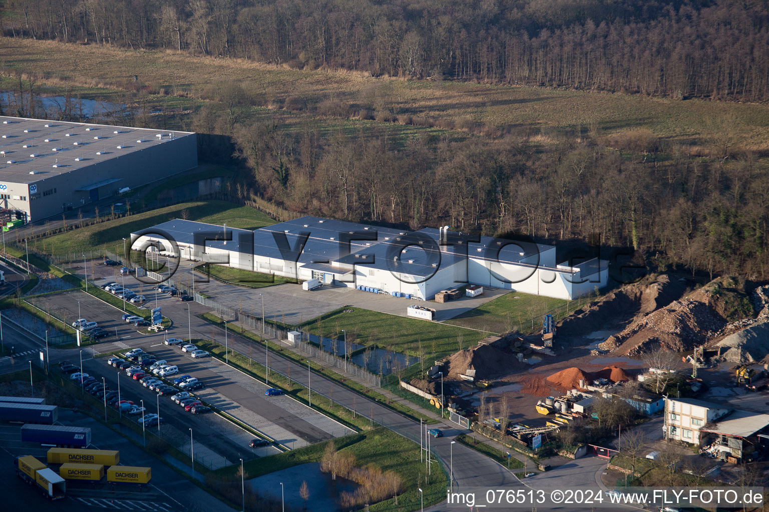 Zone industrielle Horst, Alfa Aesar GmbH à le quartier Minderslachen in Kandel dans le département Rhénanie-Palatinat, Allemagne depuis l'avion