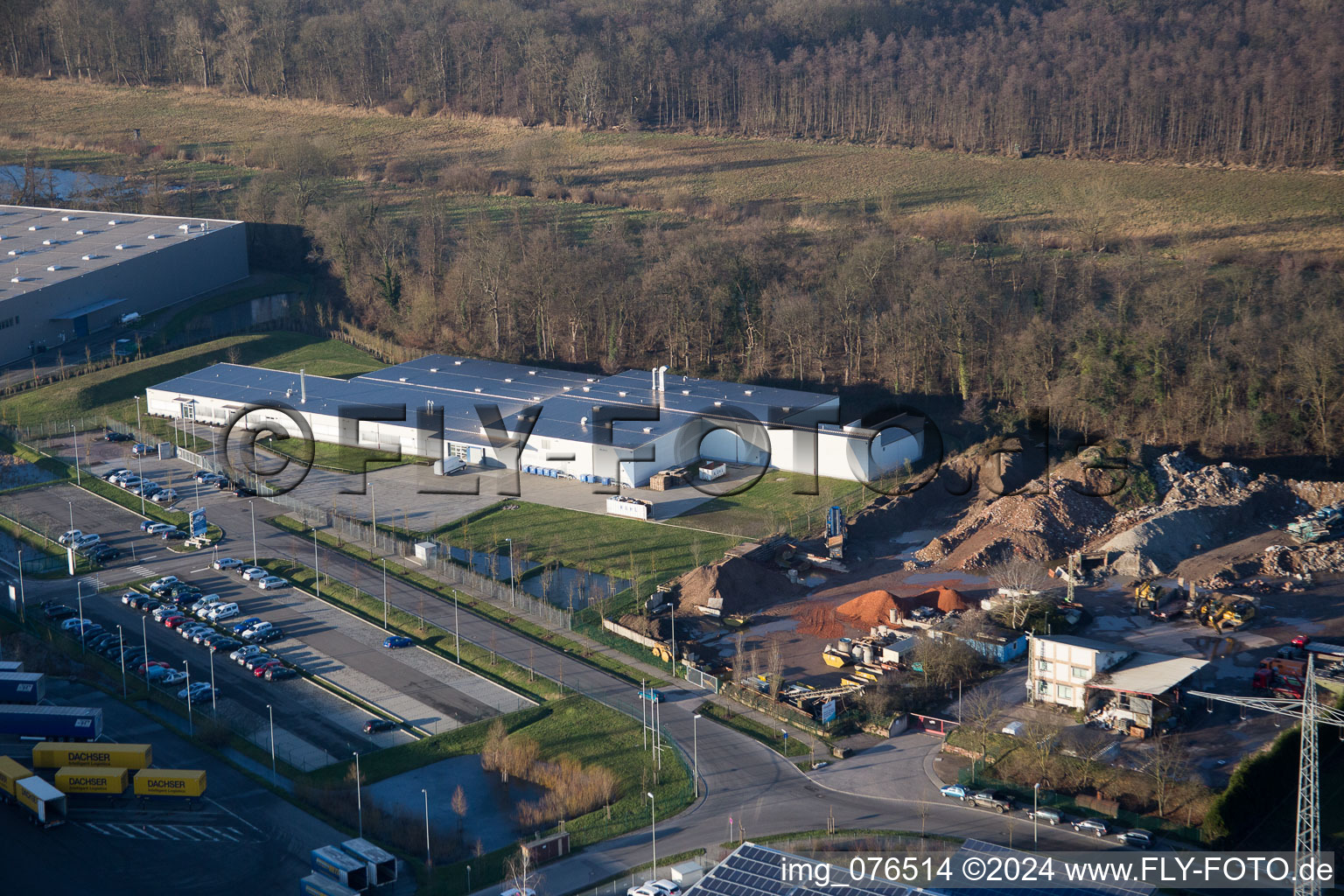 Vue d'oiseau de Zone industrielle Horst, Alfa Aesar GmbH à le quartier Minderslachen in Kandel dans le département Rhénanie-Palatinat, Allemagne