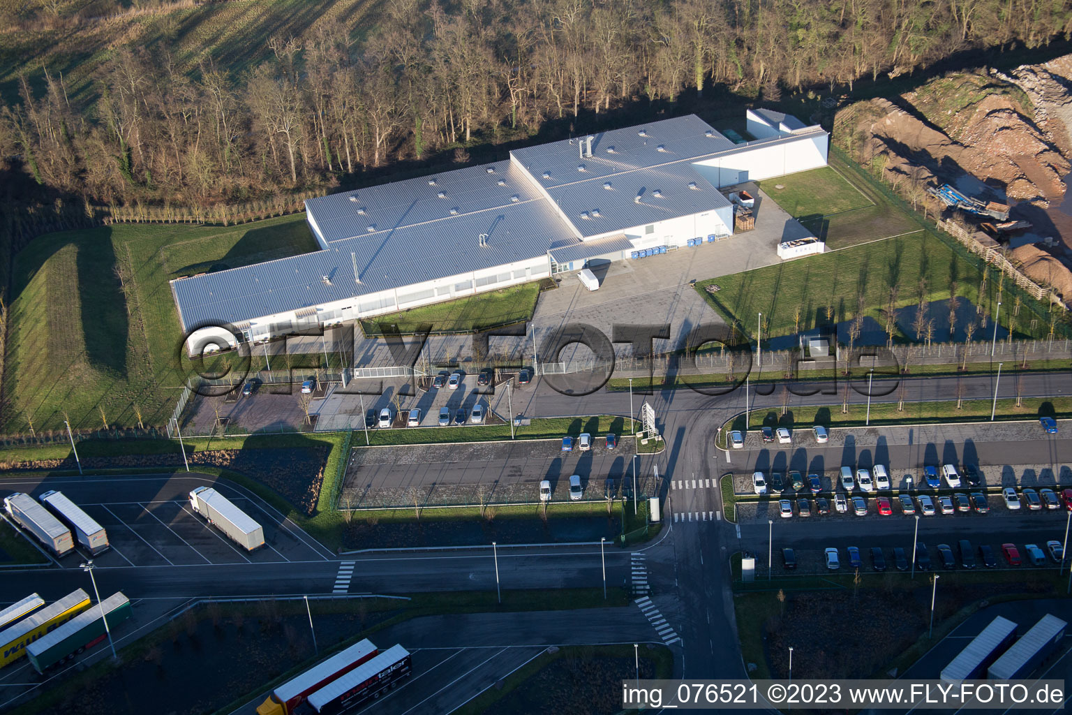Vue aérienne de Zone industrielle Horst, Alfa Aesar GmbH à le quartier Minderslachen in Kandel dans le département Rhénanie-Palatinat, Allemagne