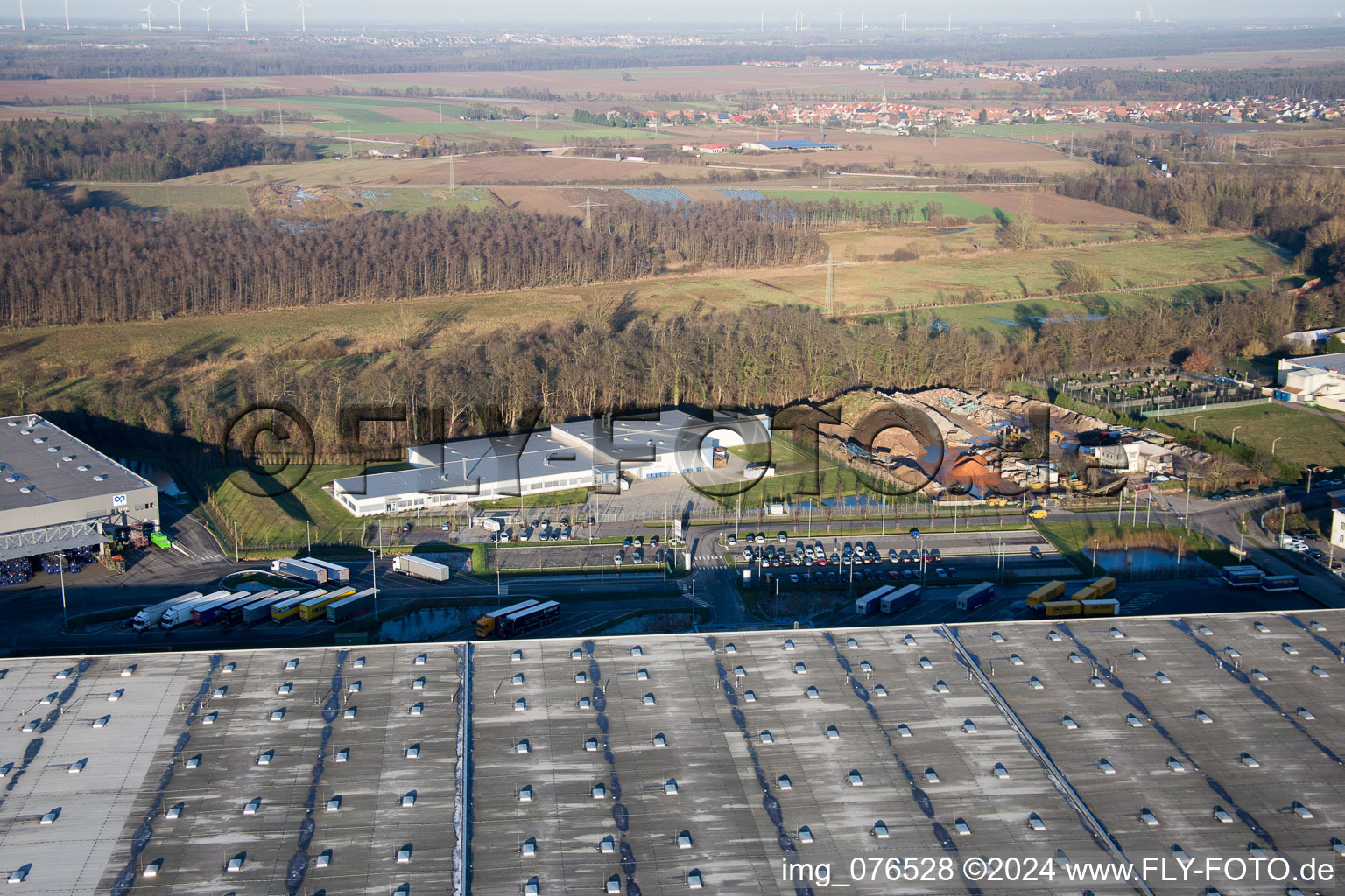 Zone industrielle Horst, Alfa Aesar GmbH à le quartier Minderslachen in Kandel dans le département Rhénanie-Palatinat, Allemagne depuis l'avion