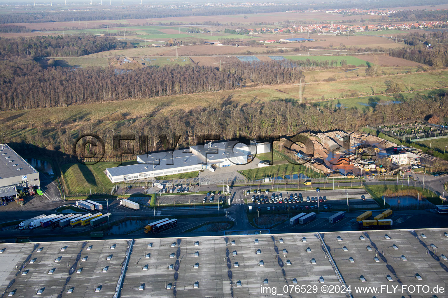 Vue d'oiseau de Zone industrielle Horst, Alfa Aesar GmbH à le quartier Minderslachen in Kandel dans le département Rhénanie-Palatinat, Allemagne