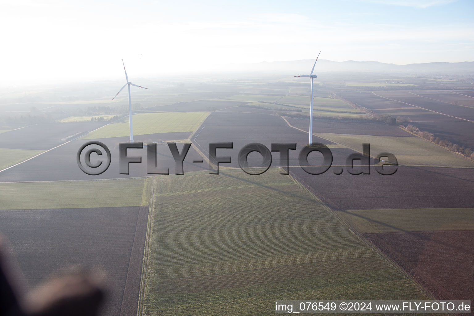 Minfeld dans le département Rhénanie-Palatinat, Allemagne depuis l'avion