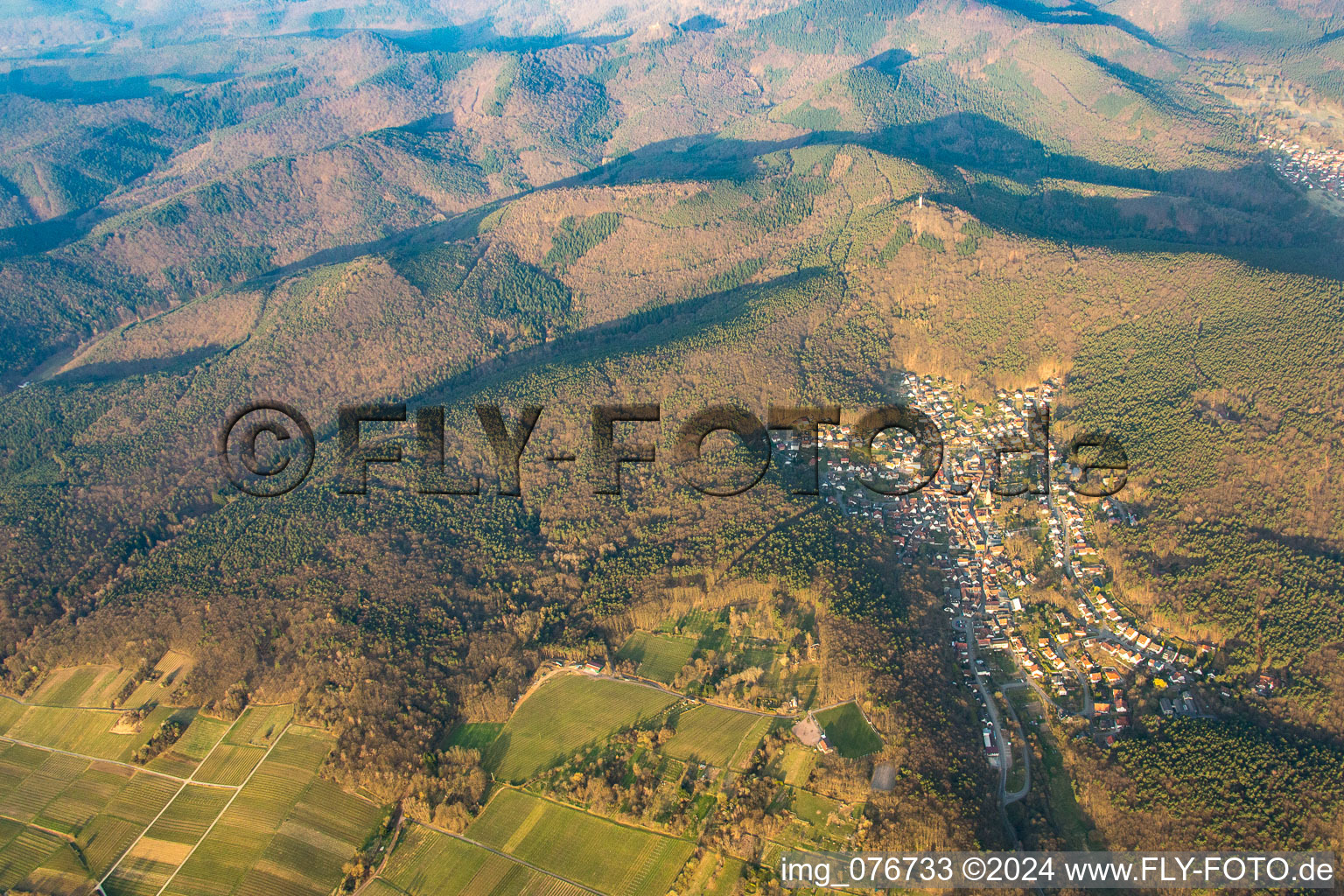 Dörrenbach dans le département Rhénanie-Palatinat, Allemagne depuis l'avion