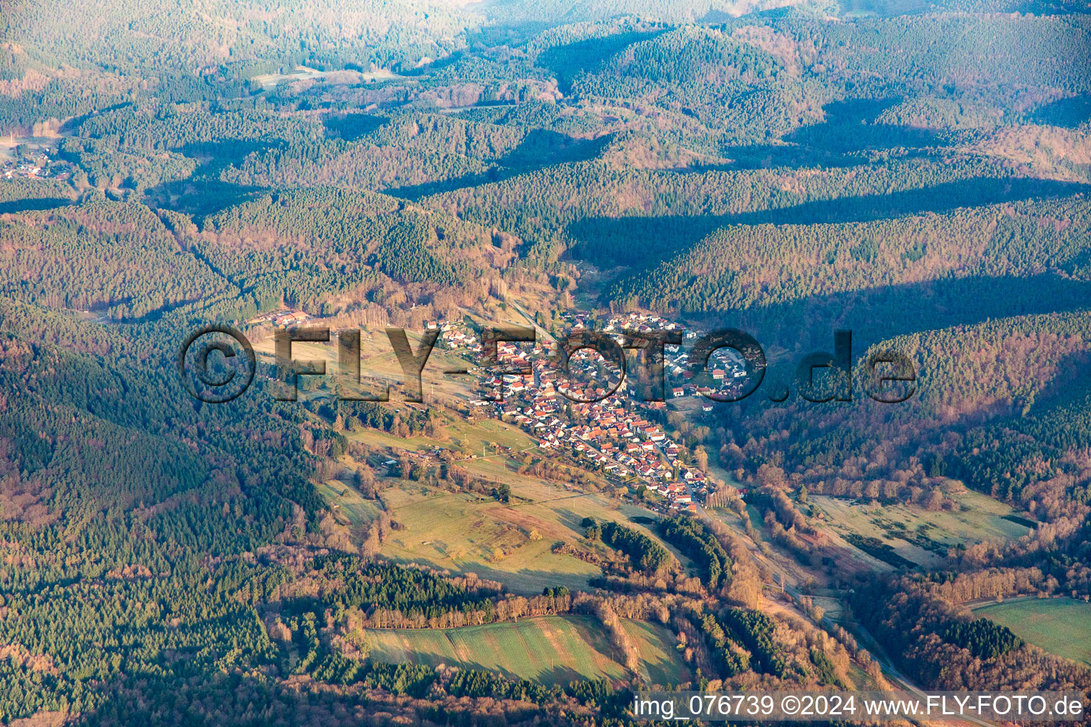 Vue aérienne de Birkenhördt dans le département Rhénanie-Palatinat, Allemagne