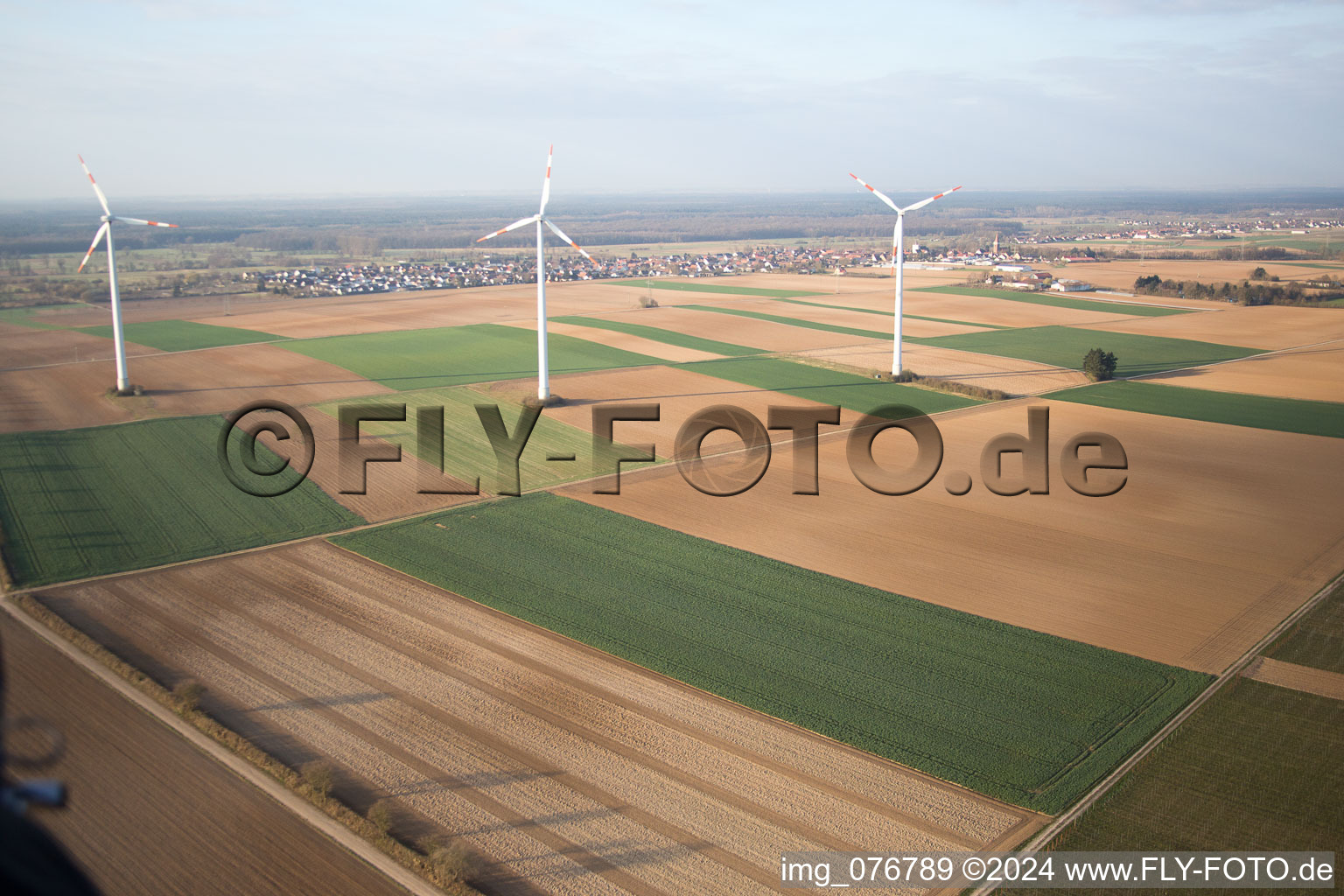 Minfeld dans le département Rhénanie-Palatinat, Allemagne depuis l'avion