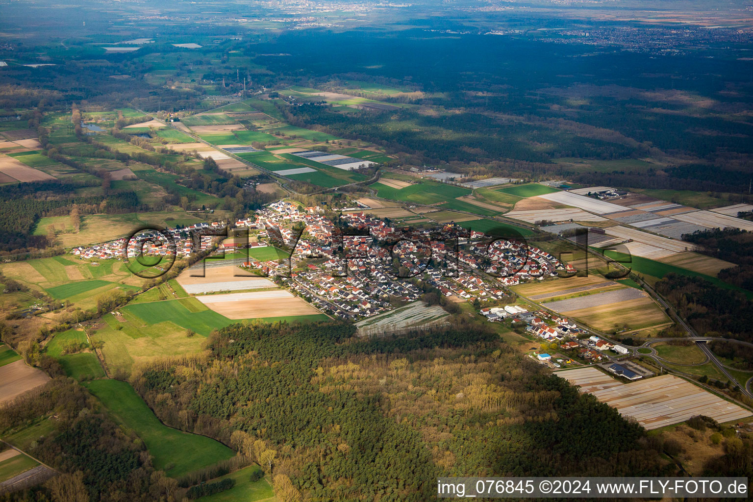 Photographie aérienne de Hanhofen dans le département Rhénanie-Palatinat, Allemagne