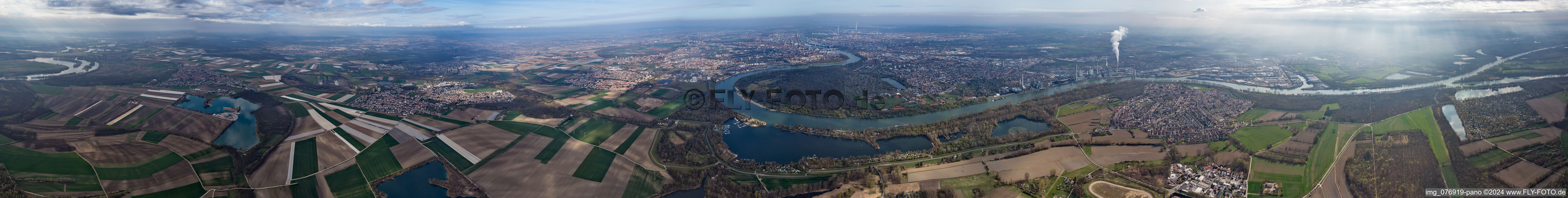 Vue aérienne de Panorama à Altrip dans le département Rhénanie-Palatinat, Allemagne