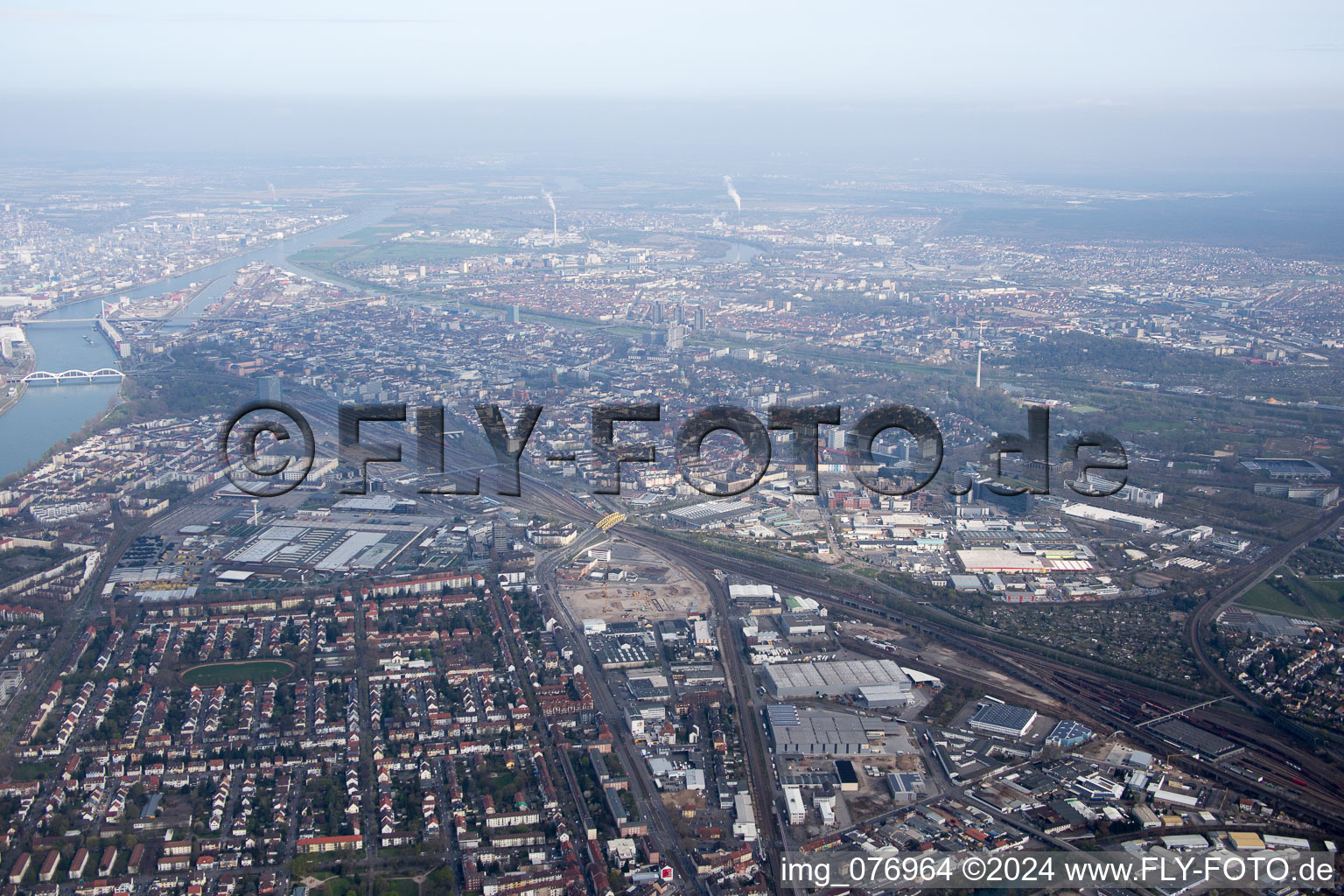 Photographie aérienne de Lindenhof à le quartier Niederfeld in Mannheim dans le département Bade-Wurtemberg, Allemagne