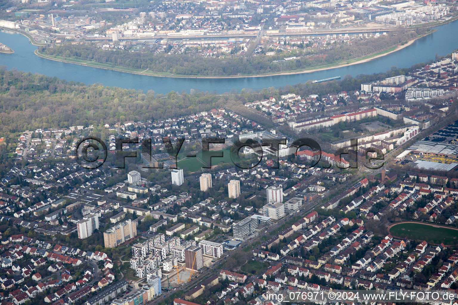 Lindenhof à le quartier Niederfeld in Mannheim dans le département Bade-Wurtemberg, Allemagne d'en haut