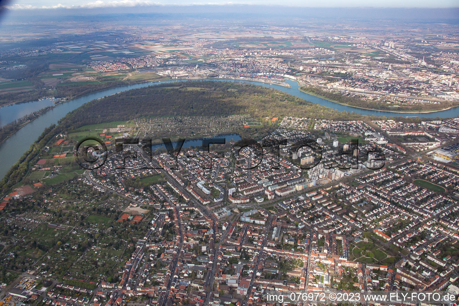 Vue aérienne de Quartier Niederfeld in Mannheim dans le département Bade-Wurtemberg, Allemagne