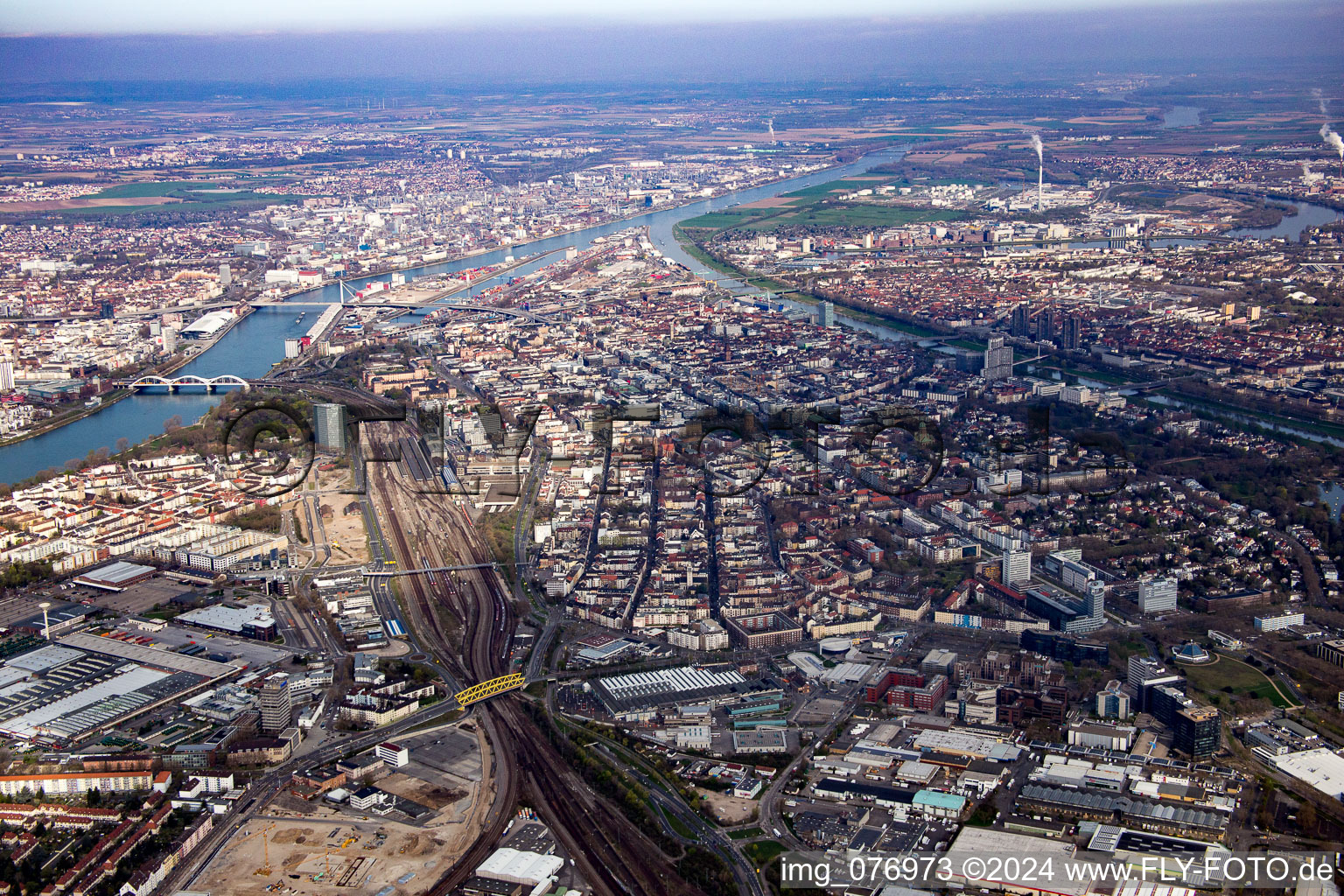 Vue aérienne de Quartier Innenstadt in Mannheim dans le département Bade-Wurtemberg, Allemagne