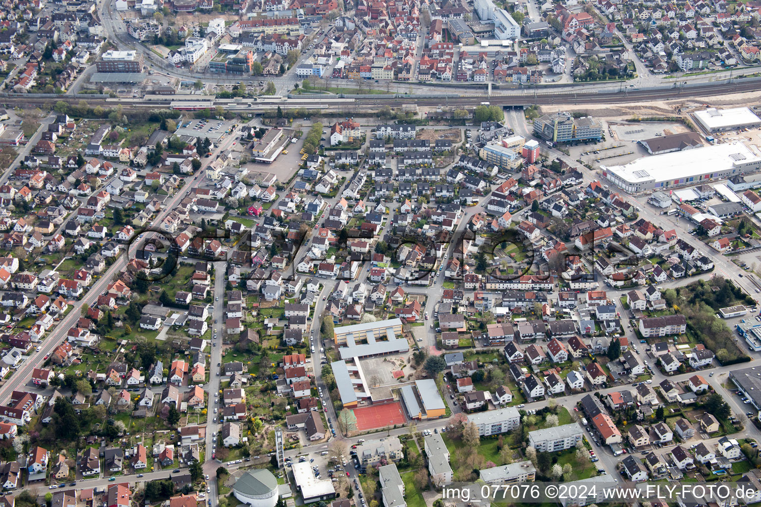 Vue d'oiseau de Bensheim dans le département Hesse, Allemagne