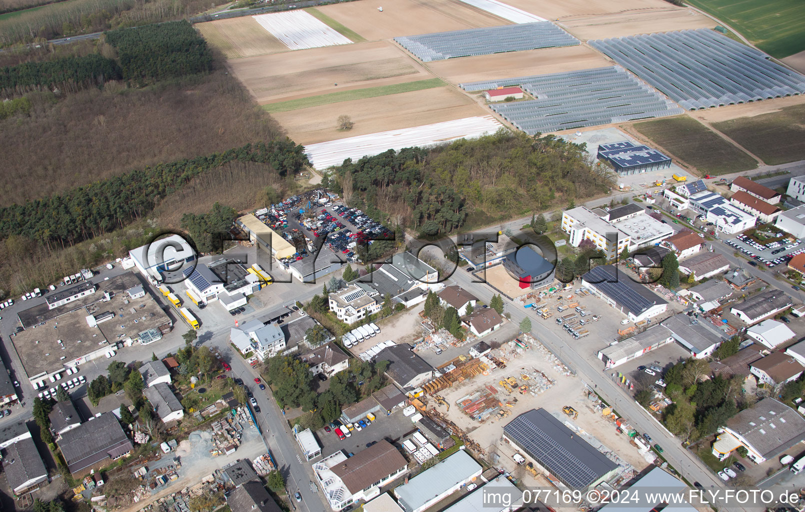 Alsbach-Hänlein, zone industrielle de Sandwiese à Alsbach-Hähnlein dans le département Hesse, Allemagne vue d'en haut