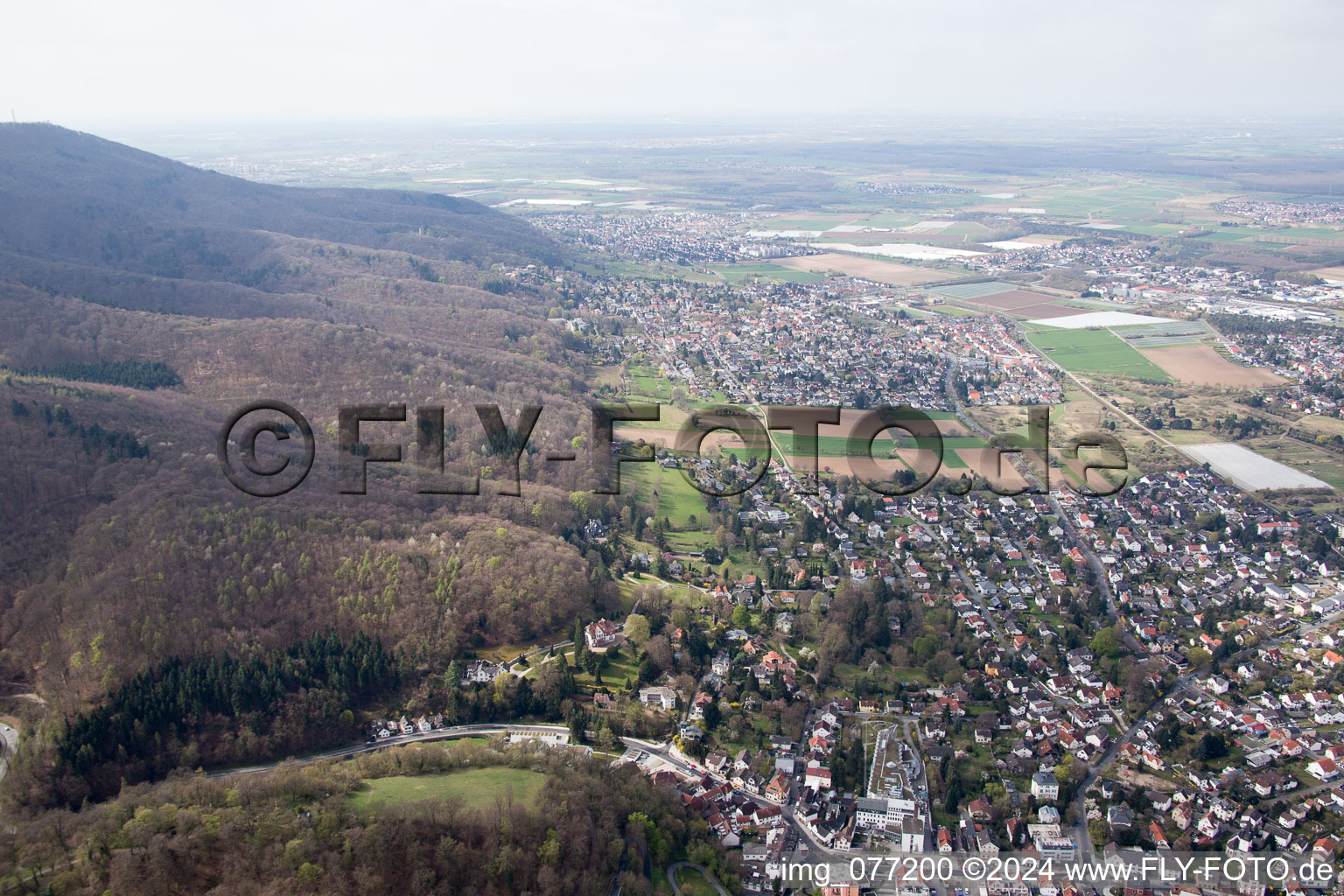 Vue oblique de Quartier Jugenheim an der Bergstrasse in Seeheim-Jugenheim dans le département Hesse, Allemagne