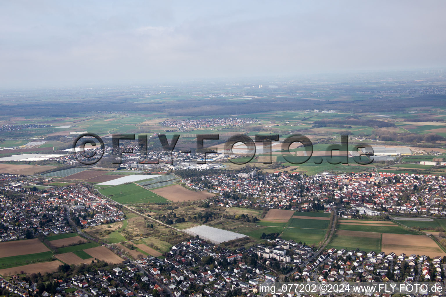 Quartier Jugenheim an der Bergstrasse in Seeheim-Jugenheim dans le département Hesse, Allemagne d'en haut