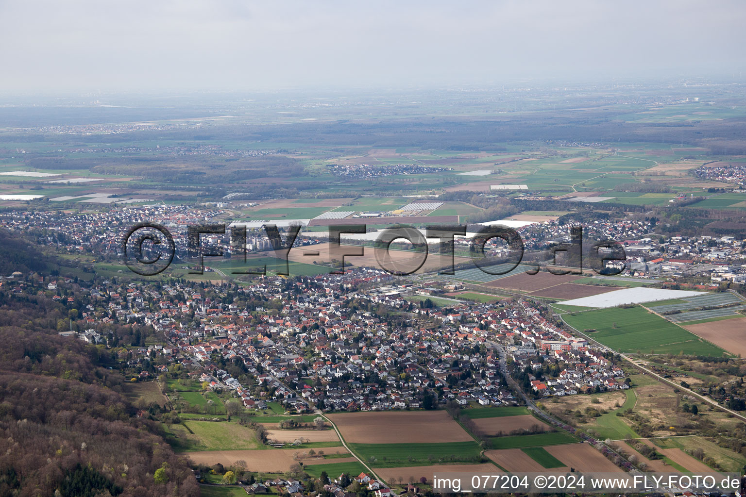 Quartier Jugenheim an der Bergstrasse in Seeheim-Jugenheim dans le département Hesse, Allemagne vue d'en haut