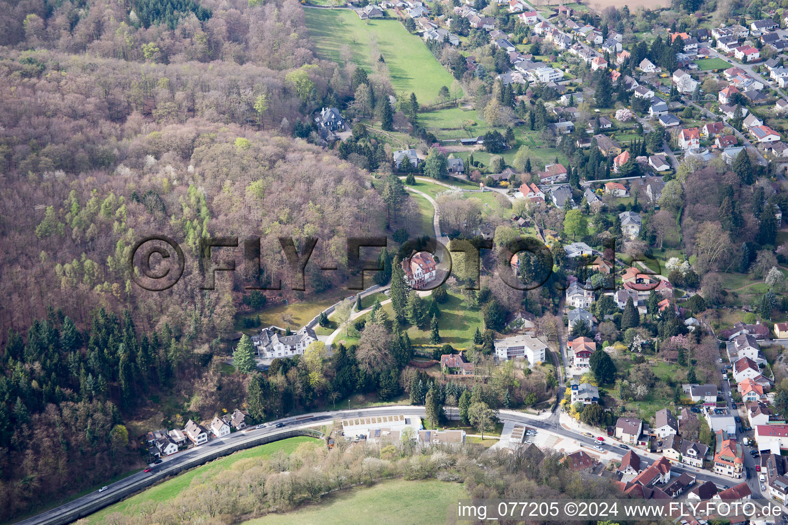 Quartier Jugenheim an der Bergstrasse in Seeheim-Jugenheim dans le département Hesse, Allemagne depuis l'avion