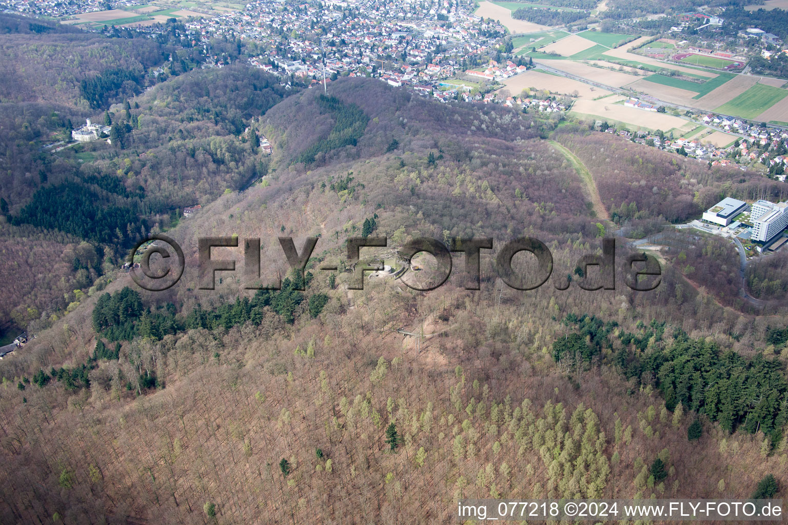 Vue oblique de Ruines du château de Tannenberg à Seeheim-Jugenheim dans le département Hesse, Allemagne