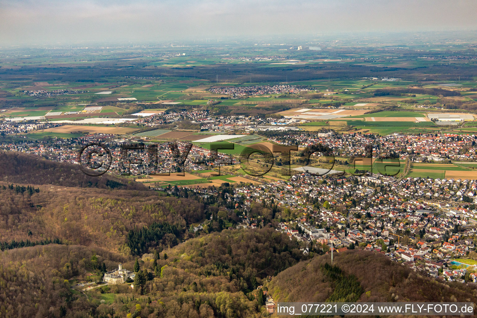 Vue aérienne de Château d'Heiligenberg à Seeheim-Jugenheim dans le département Hesse, Allemagne