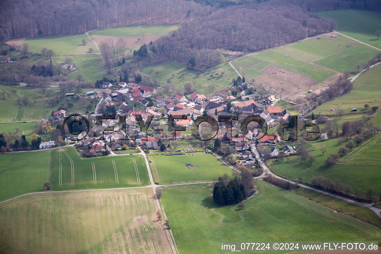 Vue aérienne de Neutsch dans le département Hesse, Allemagne