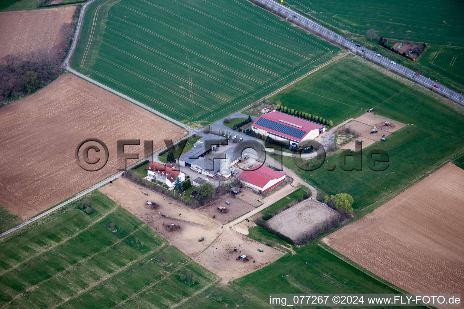 Vue aérienne de Propriété de la ferme Karlshof à Roßdorf dans le département Hesse, Allemagne