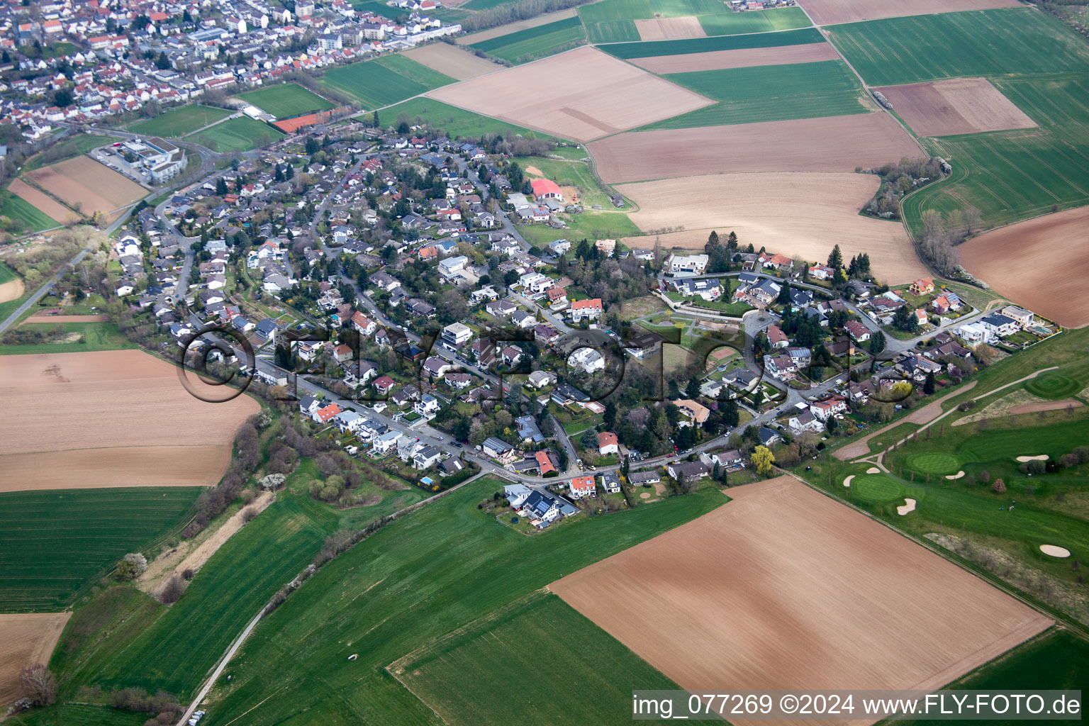 Vue aérienne de Quartier Gundernhausen in Roßdorf dans le département Hesse, Allemagne