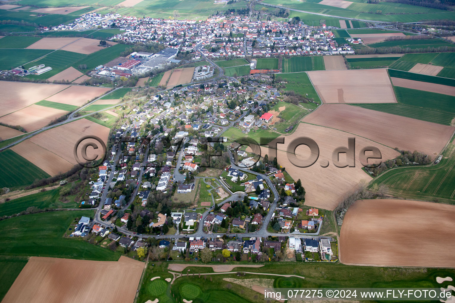 Vue oblique de Quartier Gundernhausen in Roßdorf dans le département Hesse, Allemagne