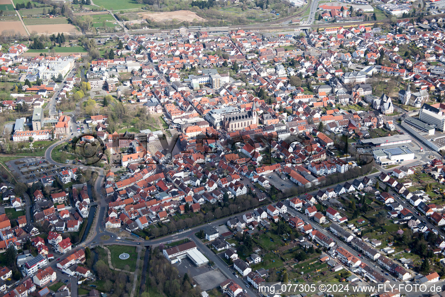 Dieburg dans le département Hesse, Allemagne d'en haut