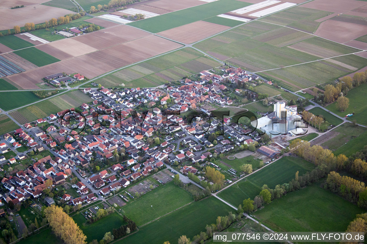 Vue aérienne de Freimersheim à Freimersheim dans le département Rhénanie-Palatinat, Allemagne