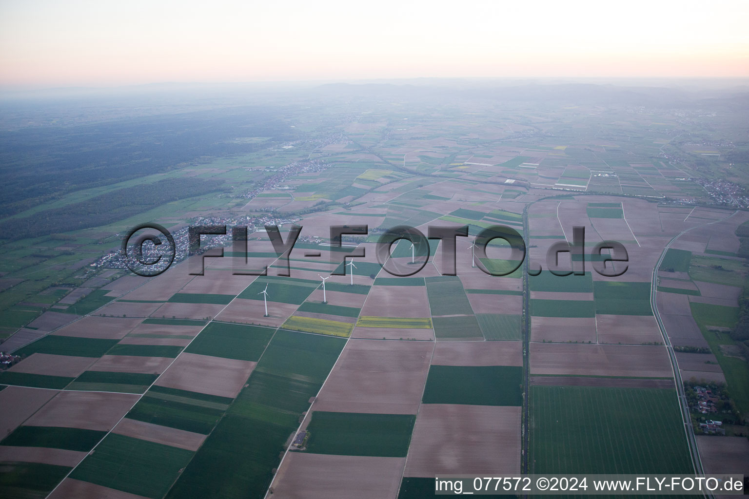 Minfeld dans le département Rhénanie-Palatinat, Allemagne du point de vue du drone