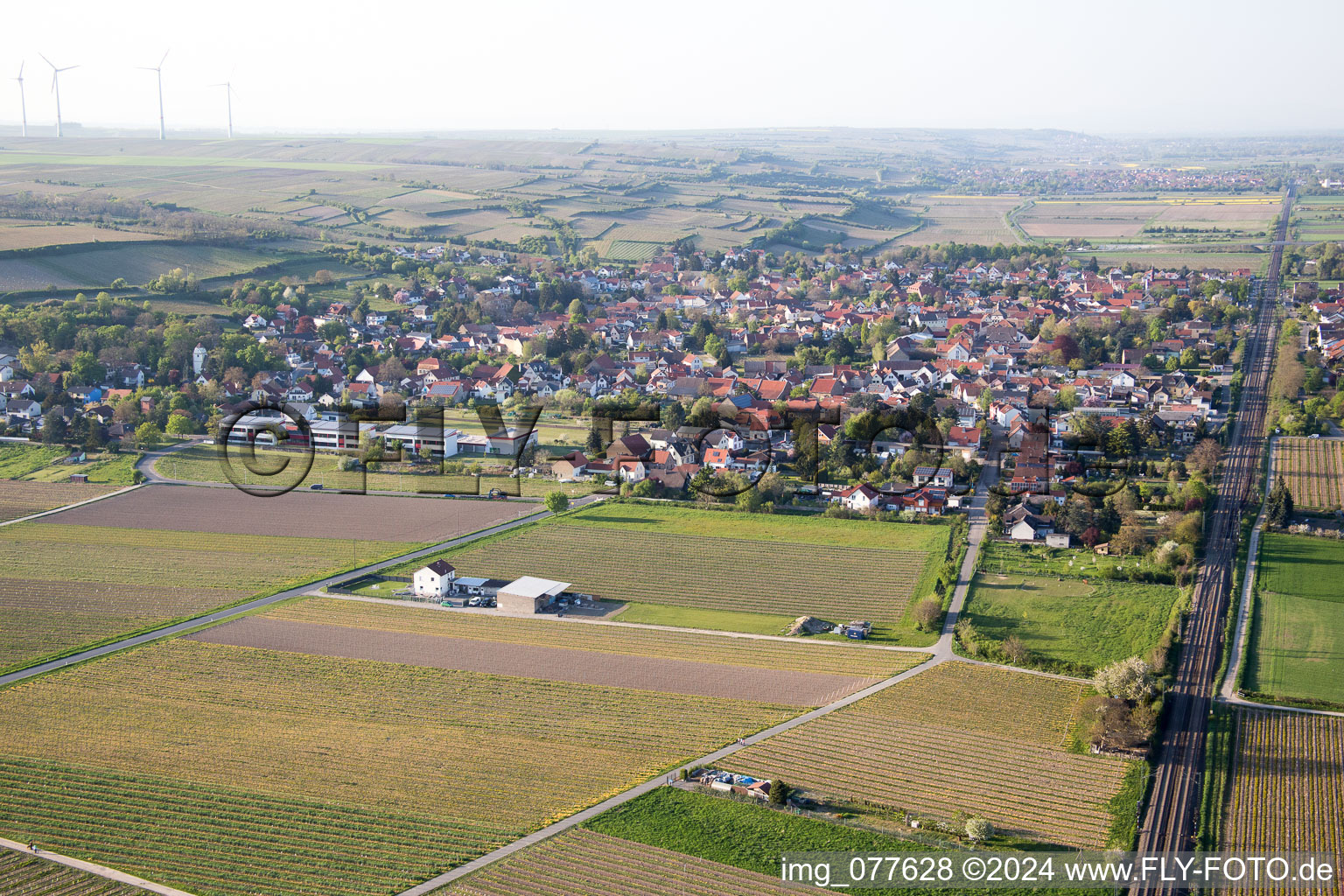 Vue aérienne de Alsheim-Gronau dans le département Rhénanie-Palatinat, Allemagne