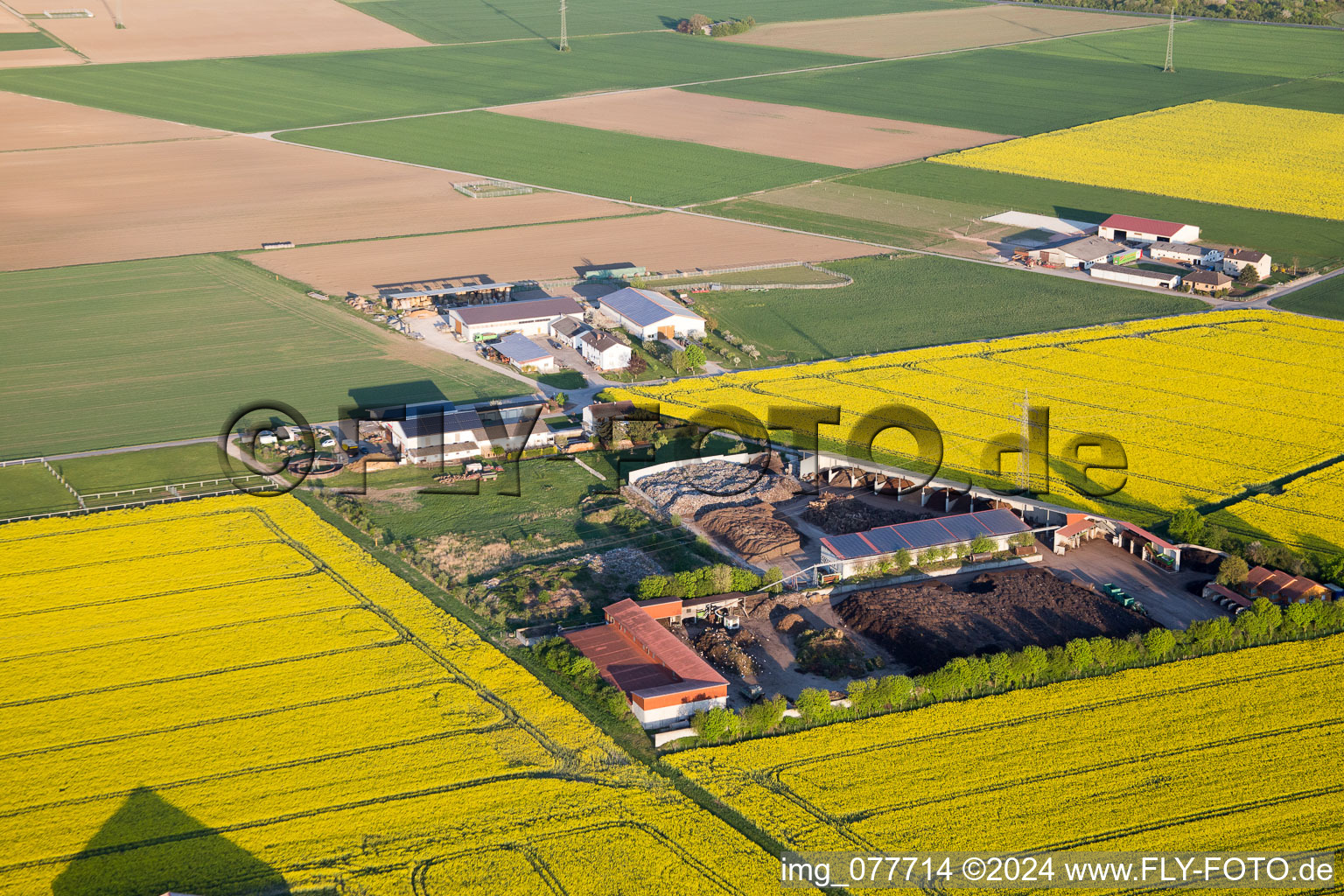 Stockstadt am Rhein dans le département Hesse, Allemagne du point de vue du drone