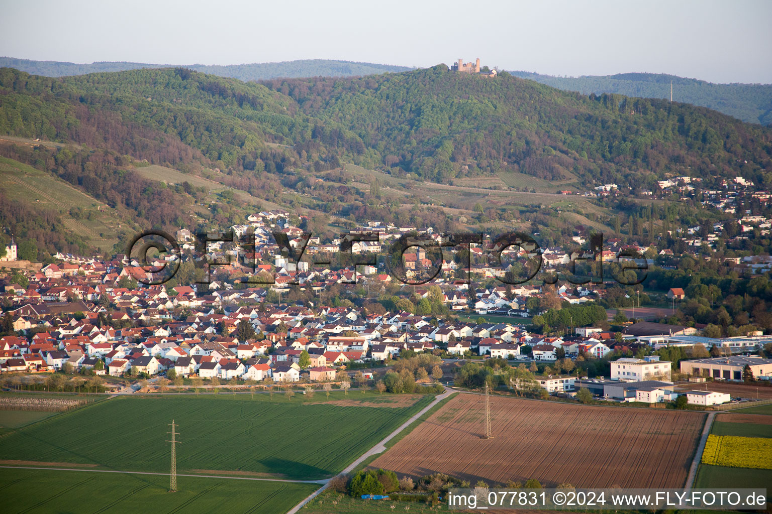 Alsbach-Hähnlein dans le département Hesse, Allemagne depuis l'avion