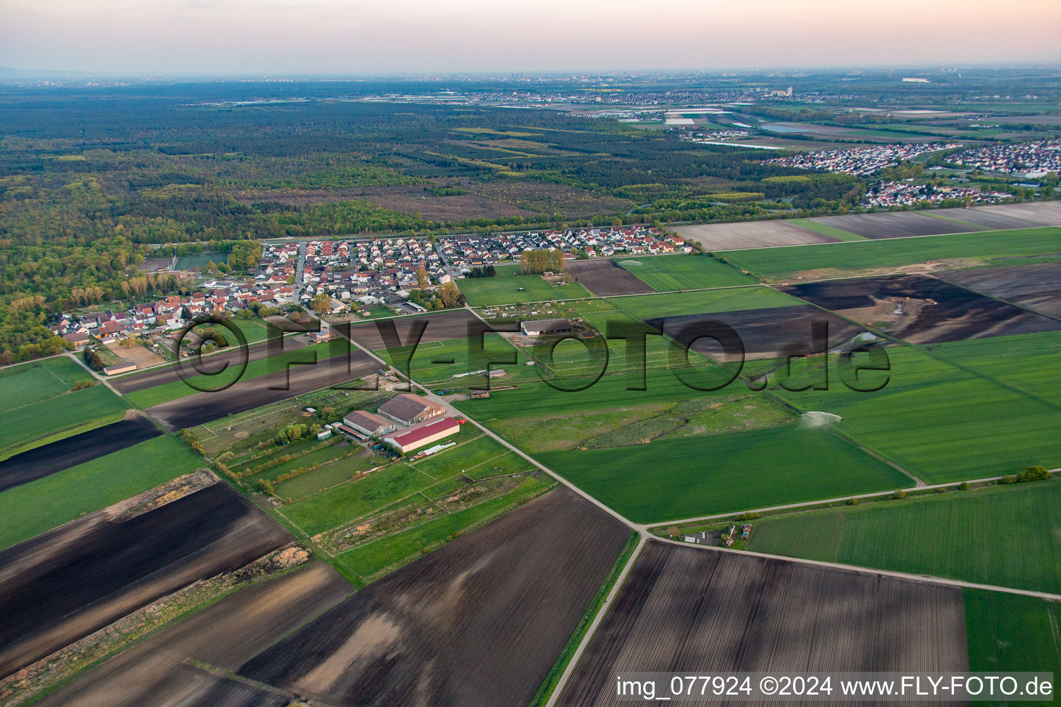 Vue oblique de Quartier Riedrode in Bürstadt dans le département Hesse, Allemagne