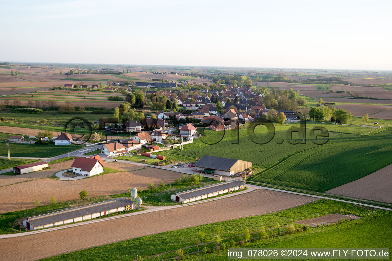 Siegen dans le département Bas Rhin, France d'en haut