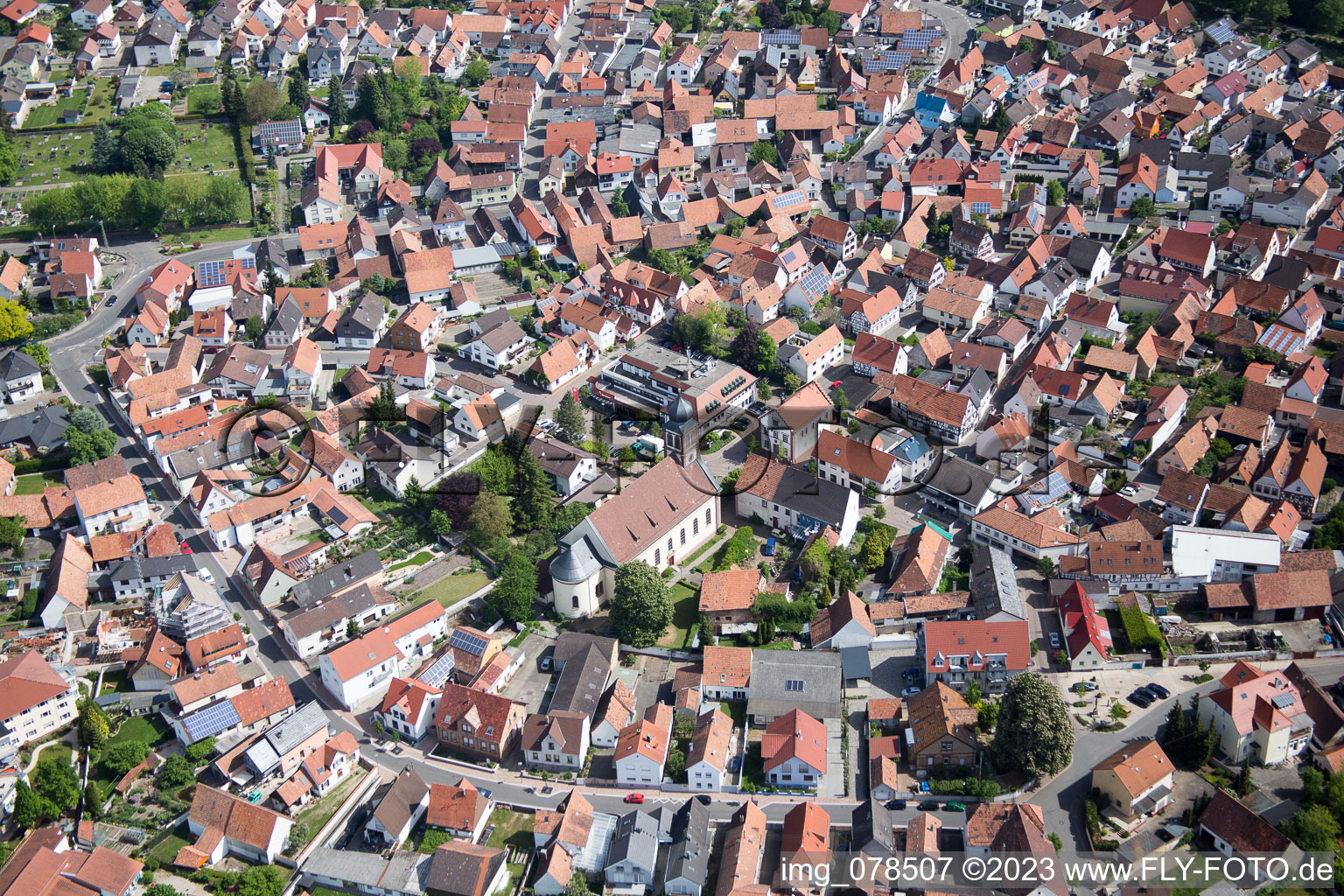 Vue oblique de Hagenbach dans le département Rhénanie-Palatinat, Allemagne