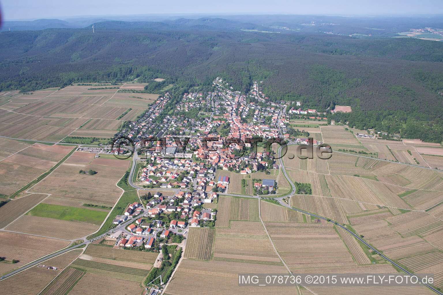 Vue aérienne de Weisenheim am Berg dans le département Rhénanie-Palatinat, Allemagne