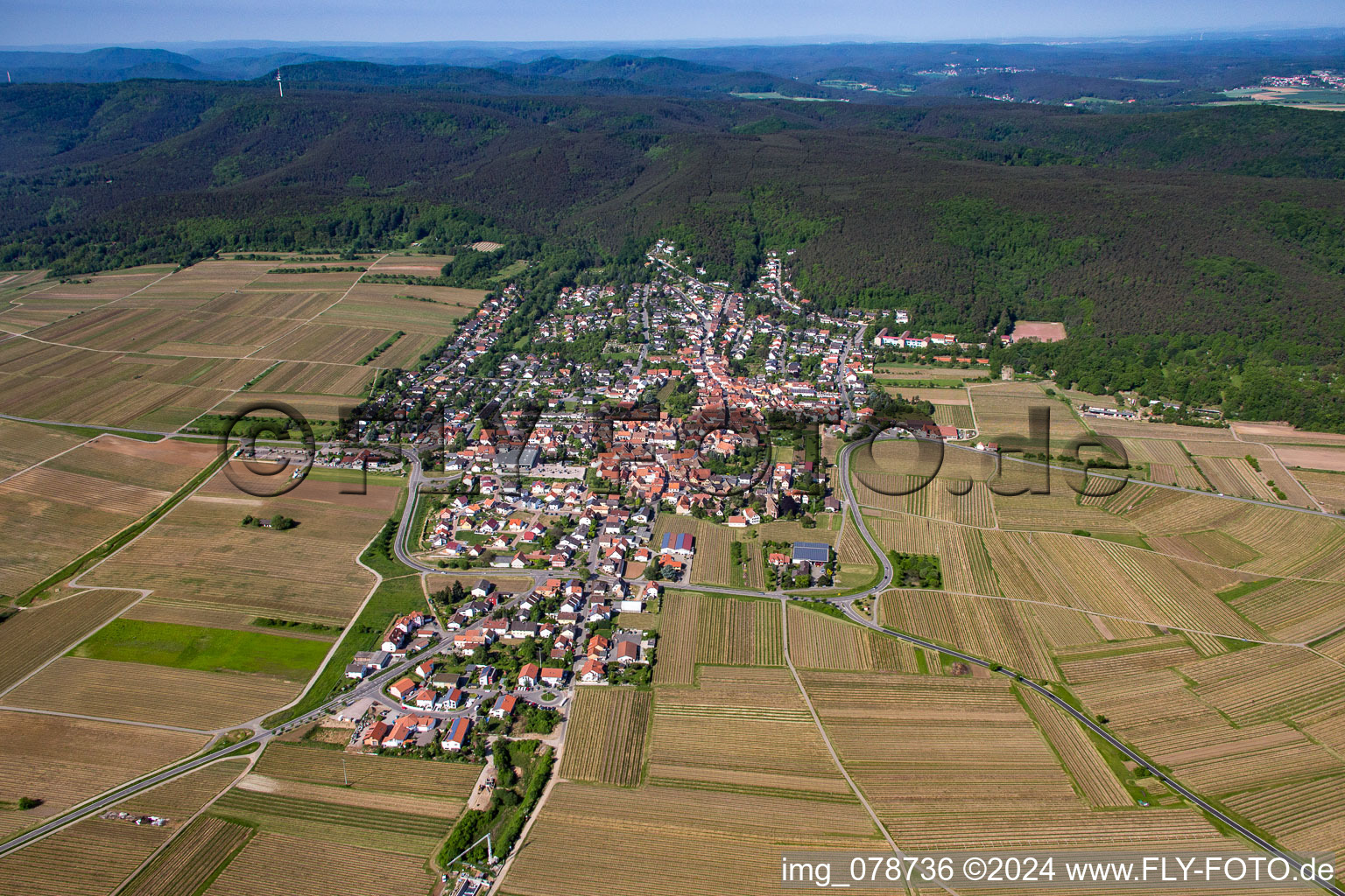 Vue aérienne de Weisenheim am Berg dans le département Rhénanie-Palatinat, Allemagne