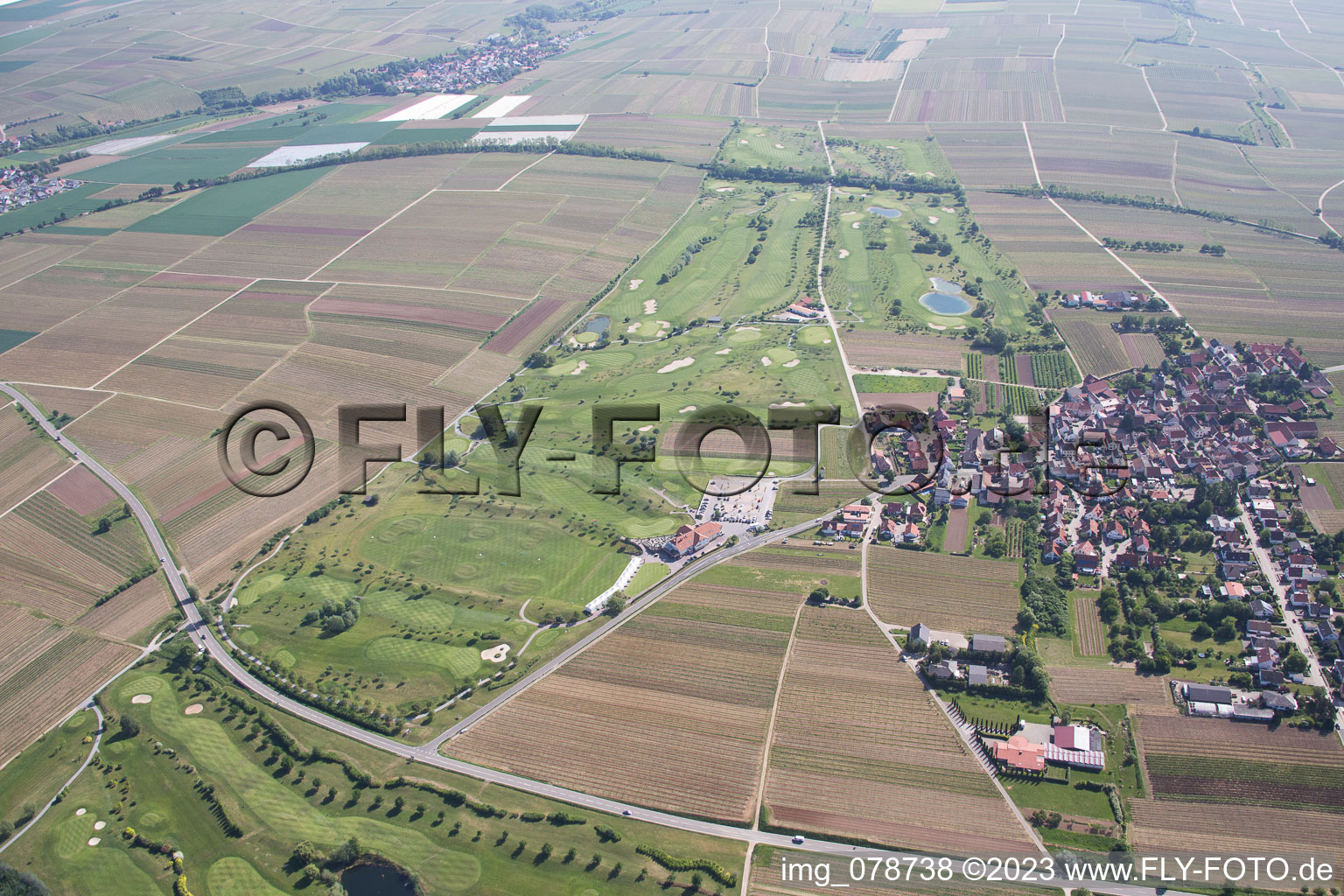 Terrain de golf à Dackenheim dans le département Rhénanie-Palatinat, Allemagne vue d'en haut