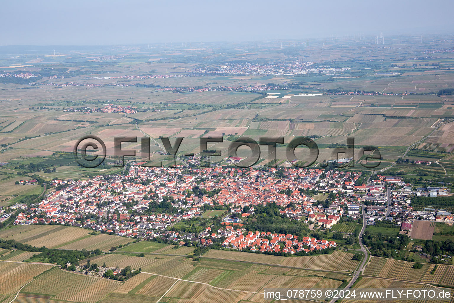 Vue oblique de Freinsheim dans le département Rhénanie-Palatinat, Allemagne