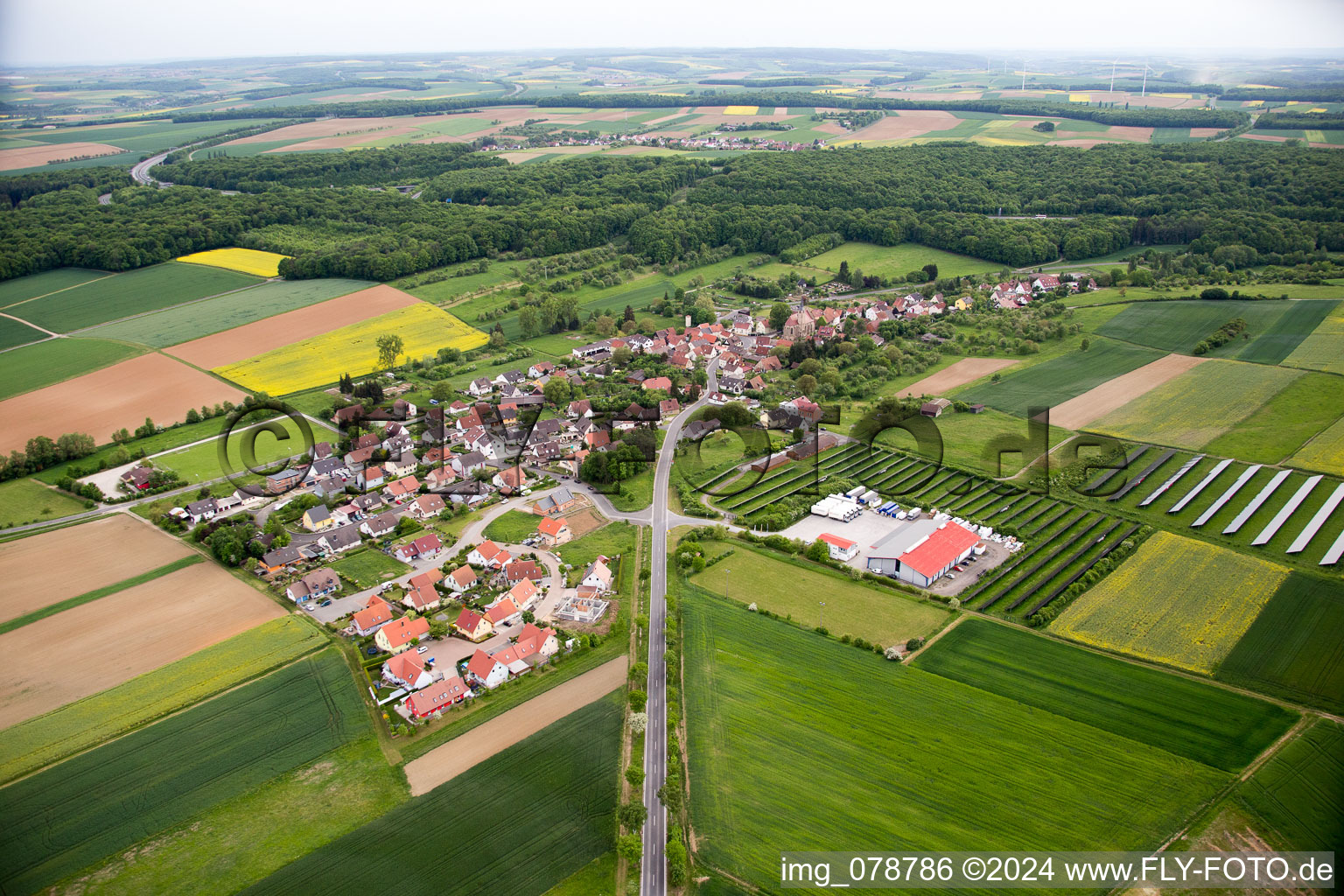 Vue aérienne de Quartier Eckartshausen in Werneck dans le département Bavière, Allemagne