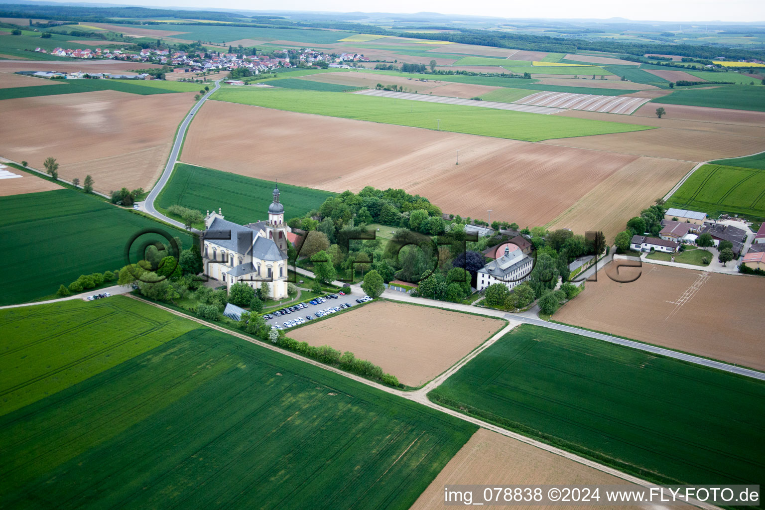 Fährbrück, église de pèlerinage à le quartier Hausen in Hausen bei Würzburg dans le département Bavière, Allemagne hors des airs