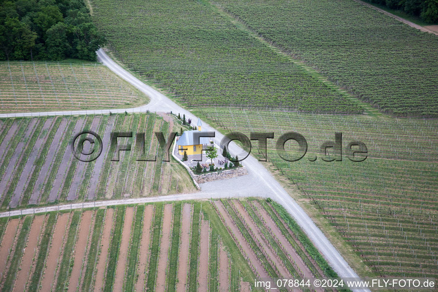 Vue aérienne de Bergtheim dans le département Bavière, Allemagne