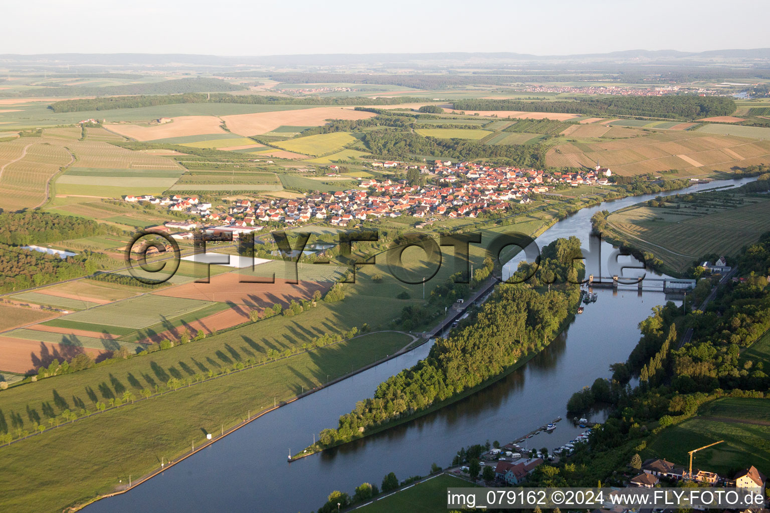 Vue aérienne de Centrale électrique Wipfeld dans le Main à Wipfeld dans le département Bavière, Allemagne