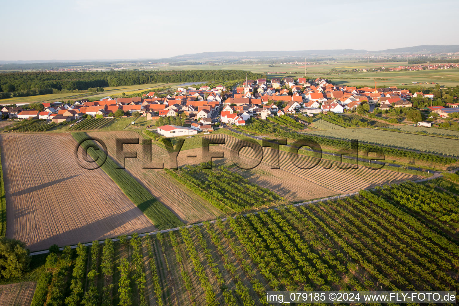 Vue aérienne de Quartier Lindach in Kolitzheim dans le département Bavière, Allemagne