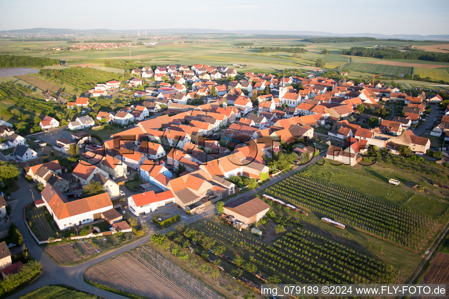 Vue oblique de Quartier Lindach in Kolitzheim dans le département Bavière, Allemagne