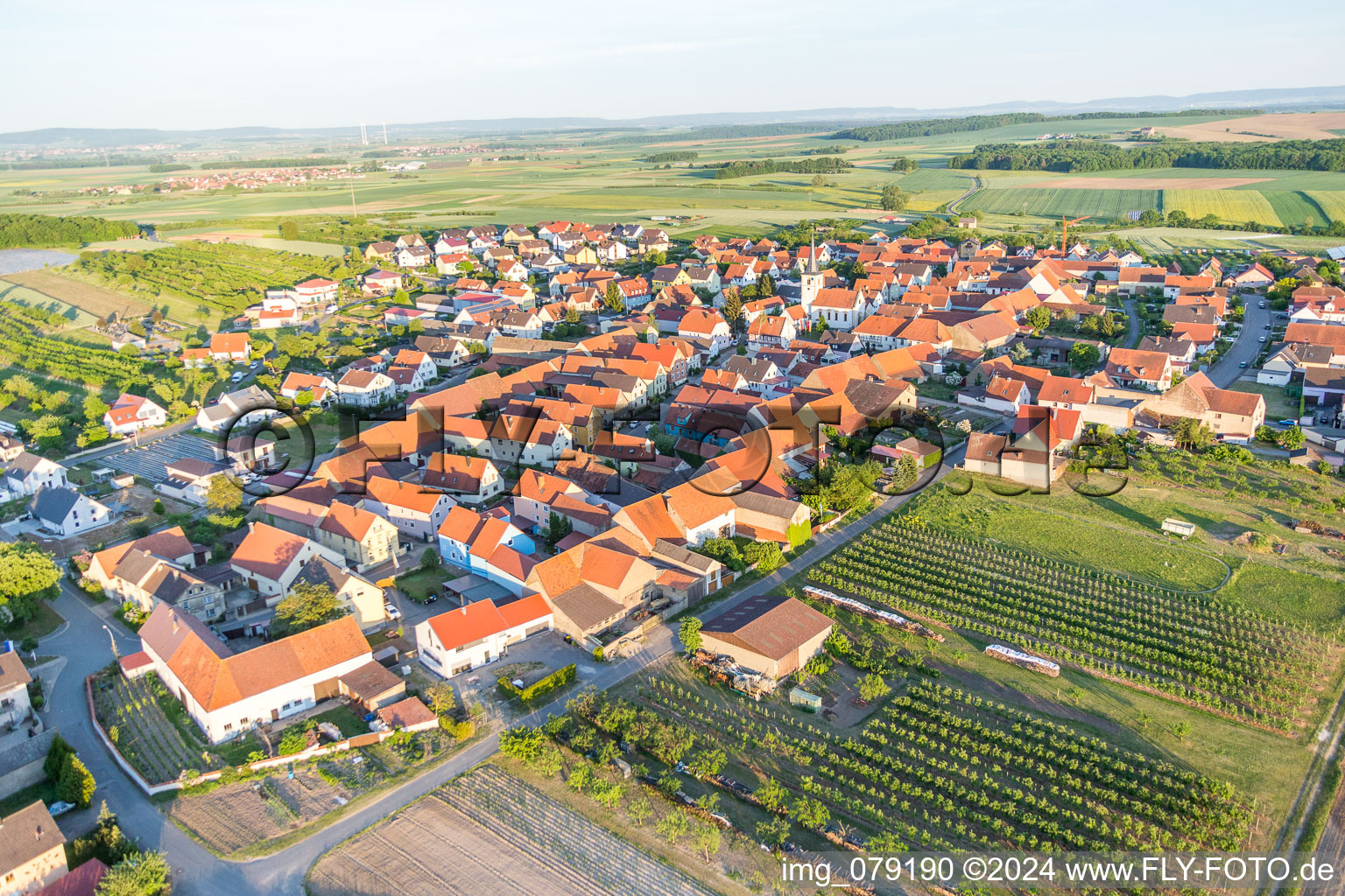 Quartier Lindach in Kolitzheim dans le département Bavière, Allemagne d'en haut