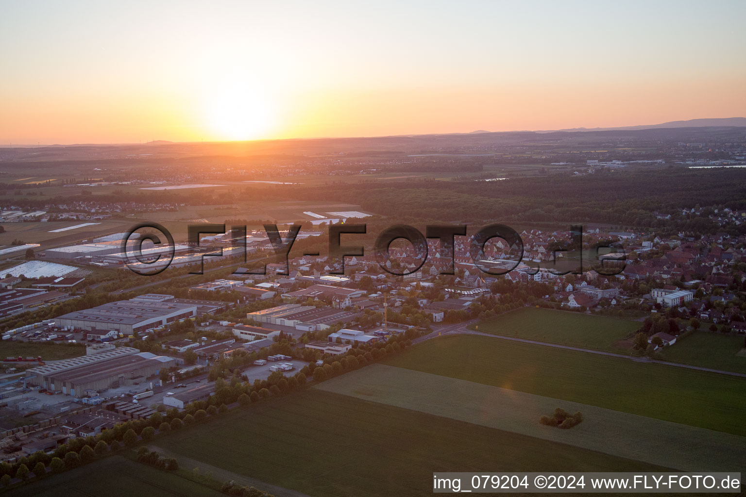 Vue oblique de Schwebheim dans le département Bavière, Allemagne